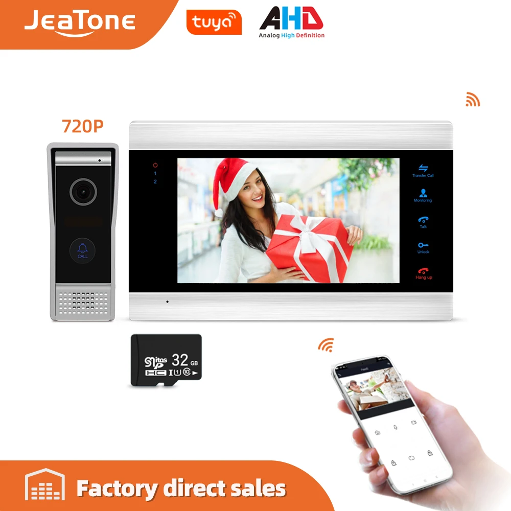 JeaTone Smart Wi Fi Tuya 7 ''домашняя видео домофон с голосовым оповещением/датчиком