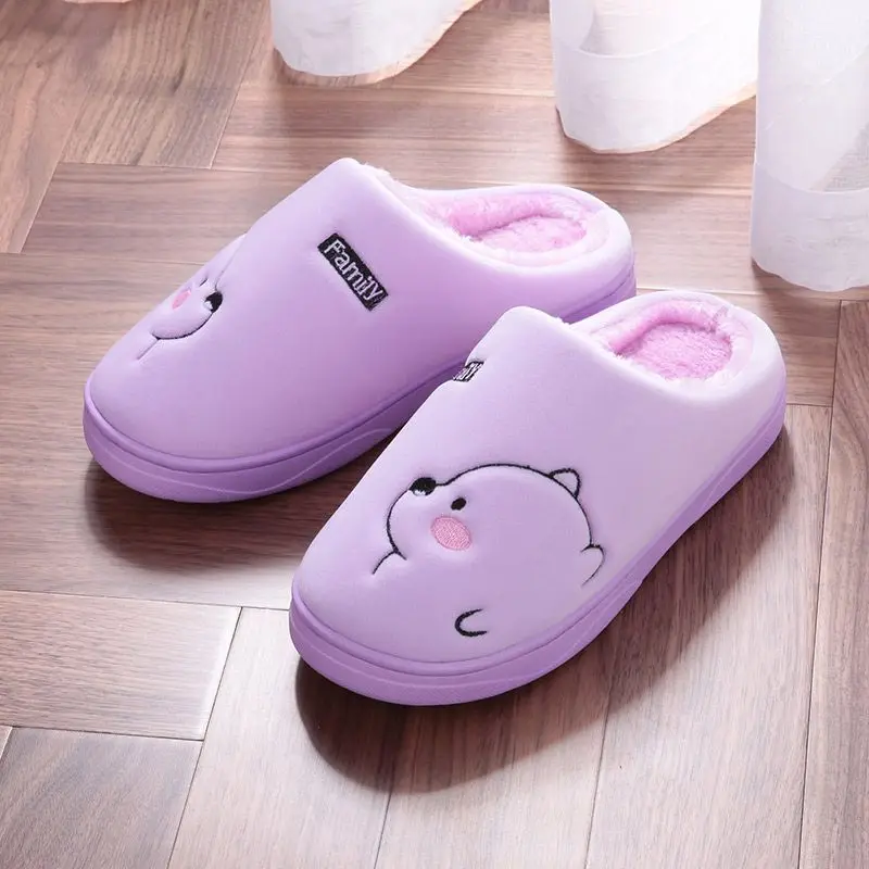 Зимние женские тапочки GHJIOL с мультяшным медведем модная домашняя теплая обувь