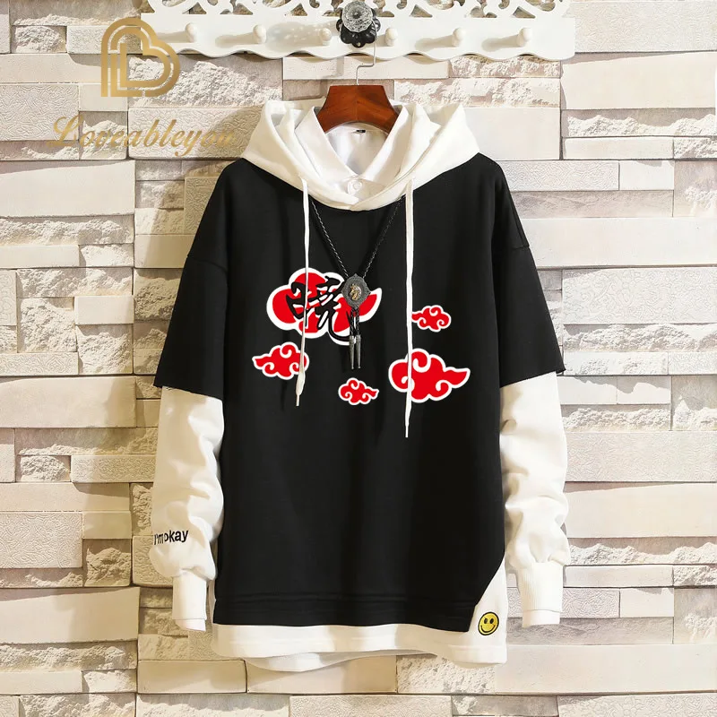 

2021 New Sale Double Color Hoodie Fashion Akatsuki Print Pullover Sweatshirt XS-4XL Large Size Anime Men Women Hoodies
