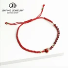 Миниатюрный плетеный браслет JD 4 мм с красным гранатом, сердцем и кристаллами, украшение на удачу для женщин, рождественский подарок для женщин