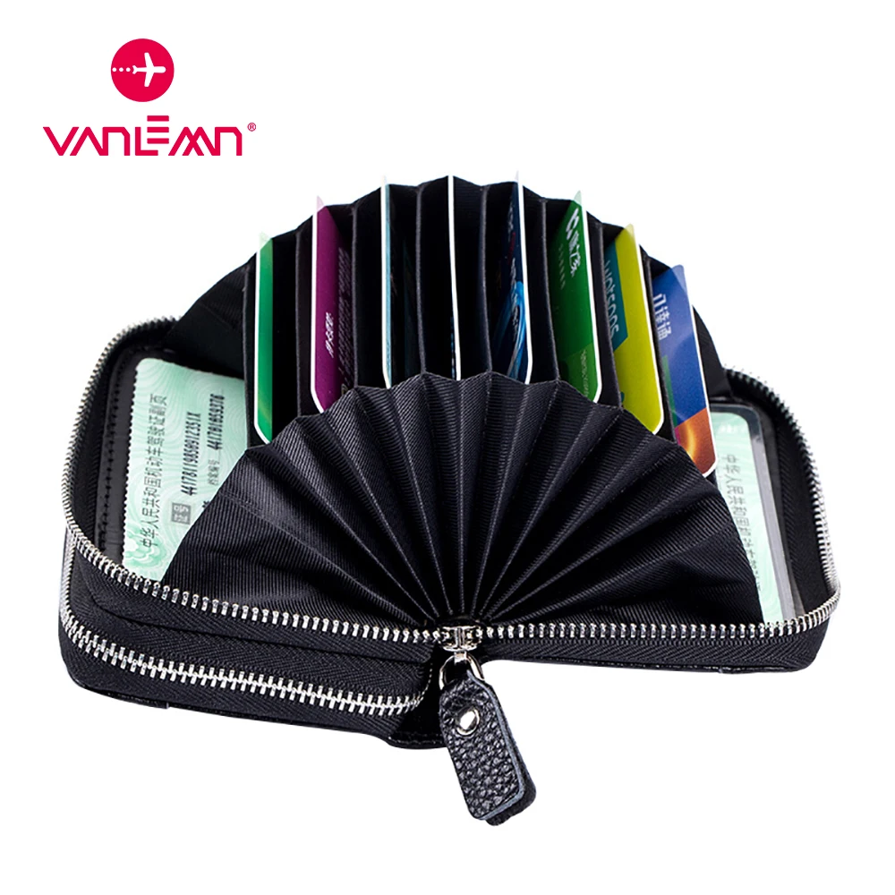 

RFID Card Wallet Women Men Retro PU Leather Business Credit Card Holder Bag Banknote Passport Bags Keychain Zipper Small Wallet