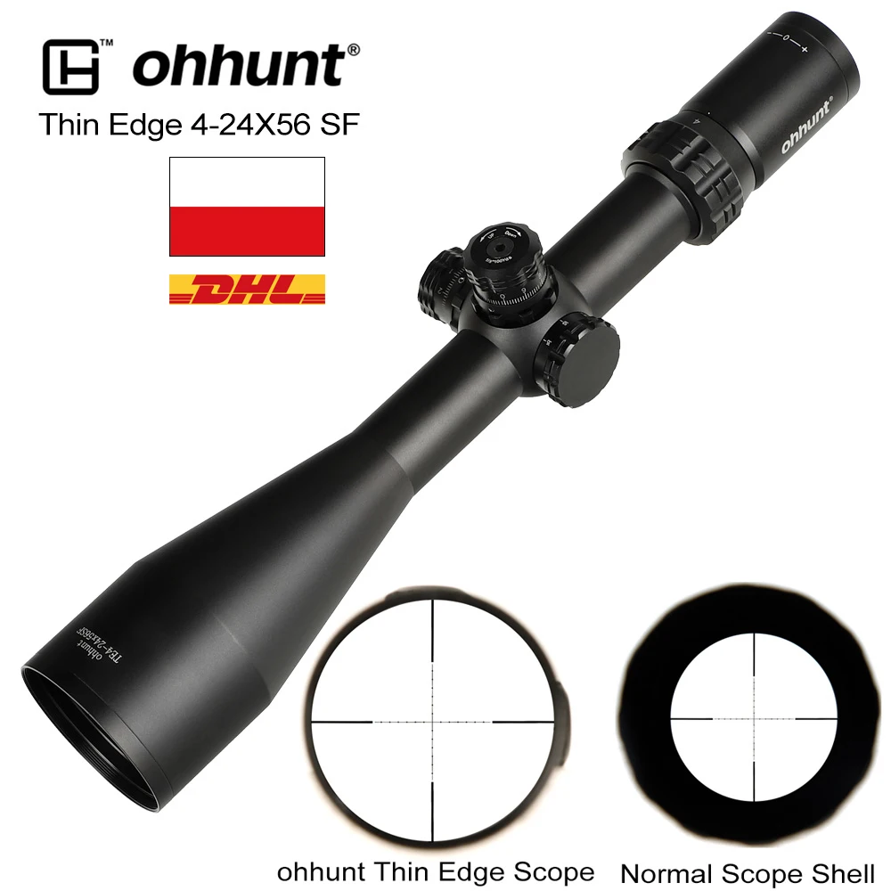 Охота ohhunt тонкий край 4-24X56 SF Riflescopes сторона Parallax Mil точка стекло Выгравированный