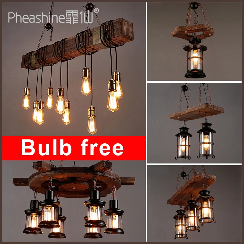 Креативная деревянная люстра для бара кантри ресторана промышленная Люстра