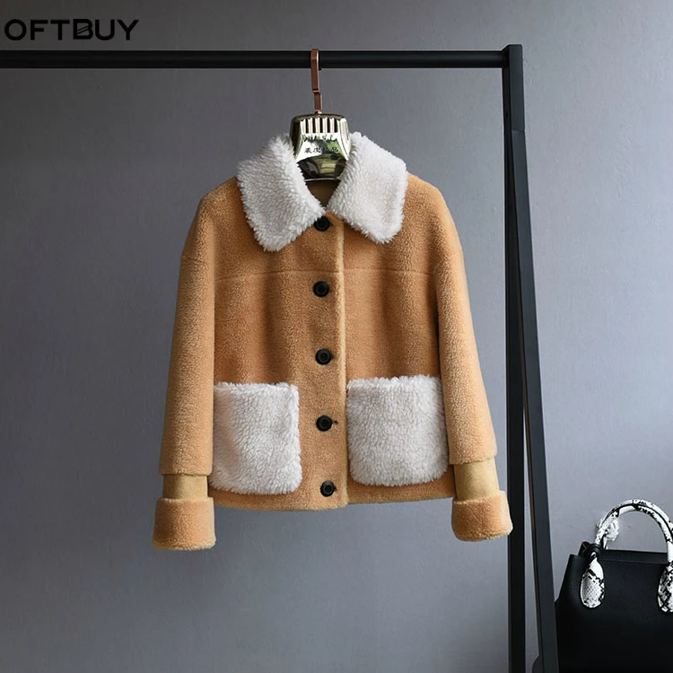 Женская Шуба из натурального меха OFTBUY повседневная шуба натуральной шерсти на