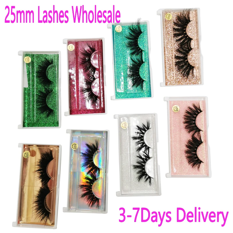 3D Mink Eyelash Bulk 25mm Eyelash Vendor Dramatic Long Lashes Eyelash Packaging Box Soft Curly Wholease 5D Mink Eyelashes