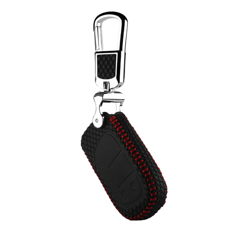 Чехол для ключей автомобиля dodge JCUV 2013 fiat Freemon jeep Cherokee GrandCherok geniune кожаный брелок - Название цвета: Black
