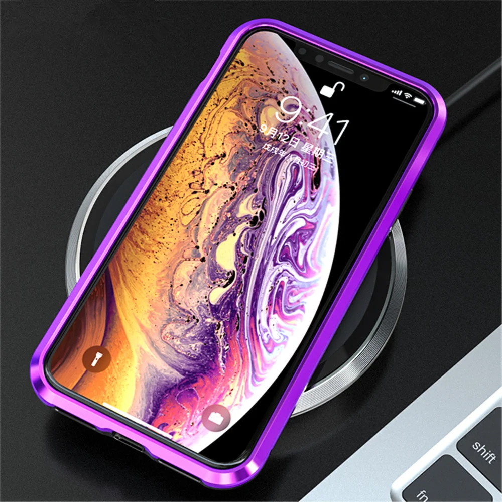 

Case for iPhone 11/11 Pro/11 Pro Max, 360 Full Body Protection Double-sided Tempered Glass Magnetic Adsorption Cover