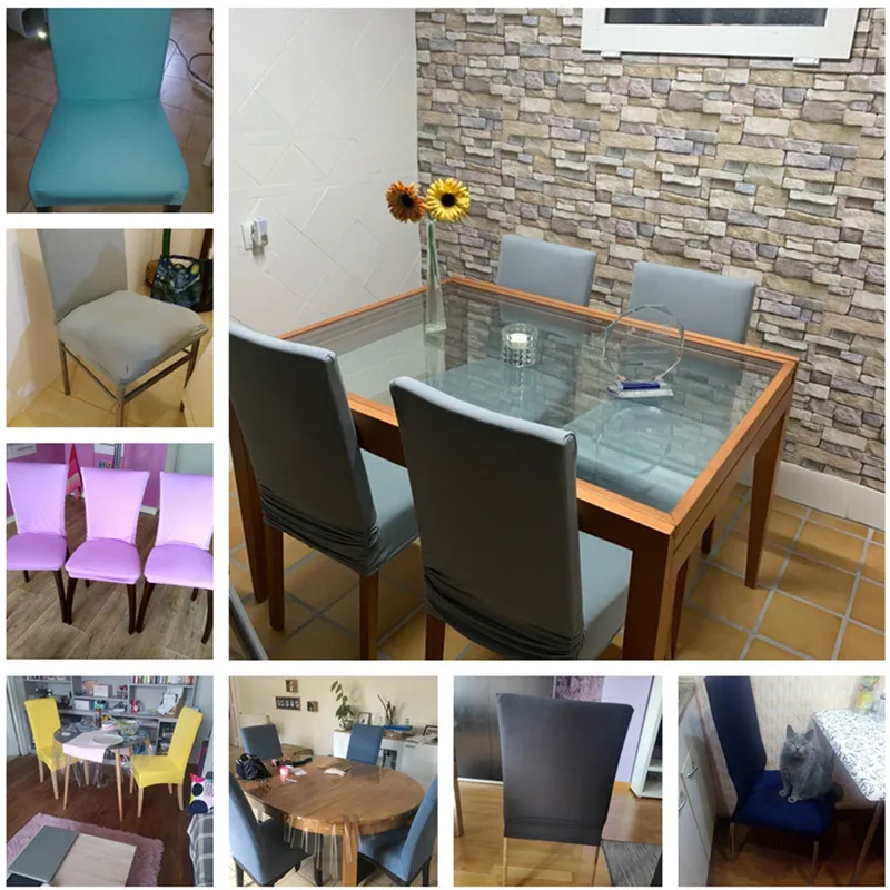 

Solid Color Chair Covers Spandex Dining Room Stretch Seat Cover Chair Protective Case for Restaurant Banquet