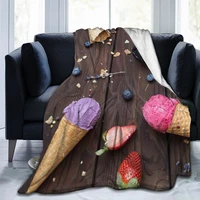 cute ice cream 3d printing flannel blanket sheet bedding soft blanket bed cover home textile decoration blanket