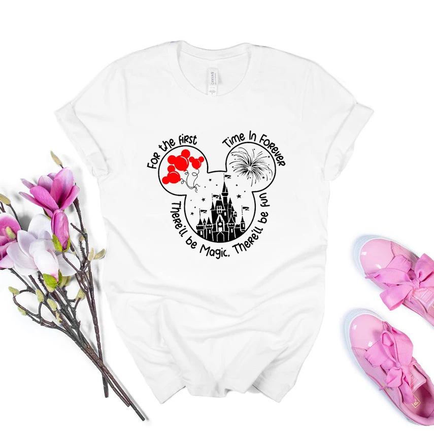 

Magic Kingdom 2021 Shirts Castle Vacation Trip 2021 T-shirt for The First Time Forever Cute Family Matching Tee