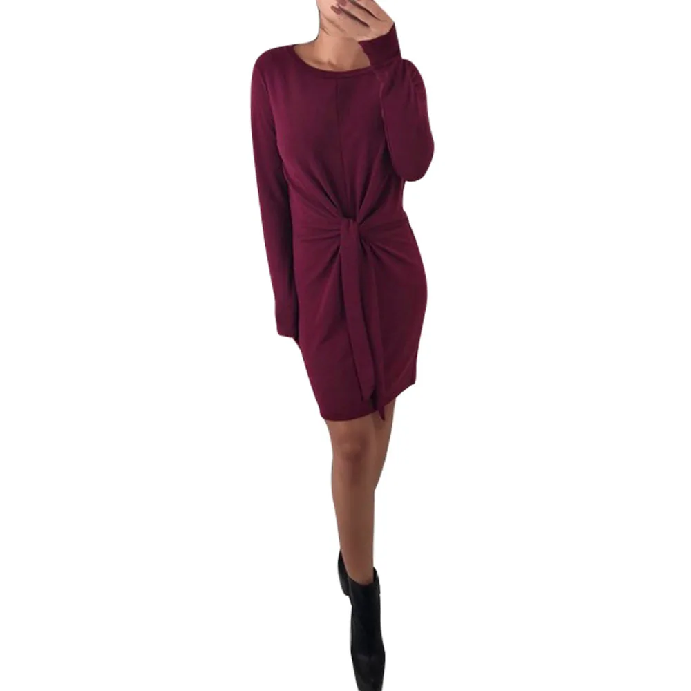 Облегающее приталенное платье с длинными рукавами, повседневное женское платье на осень и зиму, Черное Красное серое облегающее платье на шнуровке, вечерние платья Vestidos