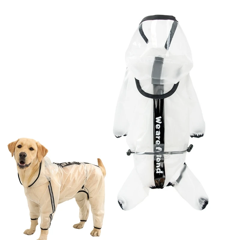 

Pet Waterproof Clothes Hooded Rain Jacket Prevent Dog from Getting Wet 4 Legs Dog Rain Jacket Lightweight Transparent