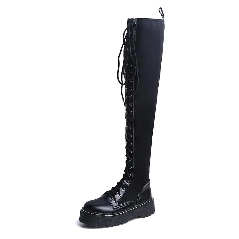 

Over-knee long boots women's autumn/winter 20 new flat-bottomed 100 shows thin high-barrel Lyca elastic women's boots.