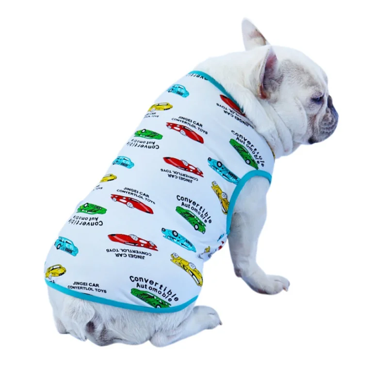 Летний крутой костюм для собак эластичный хлопковый жилет с милыми рисунками