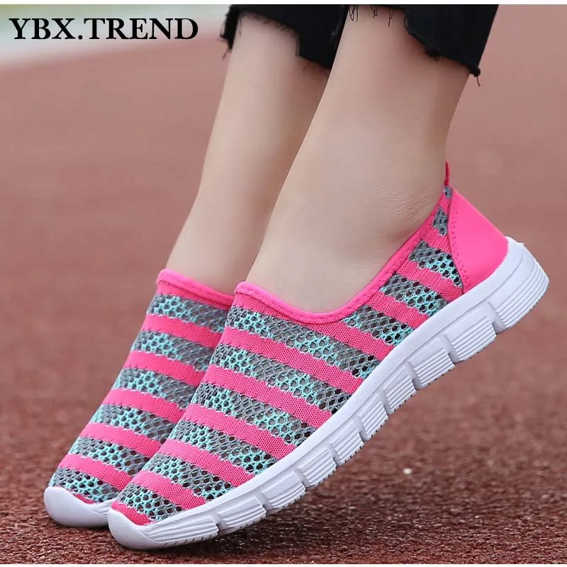 

Женские сетчатые кроссовки YBX, Вулканизированная подошва, дышащие лоферы, без застежки, удобсветильник обувь на плоской подошве, тренд
