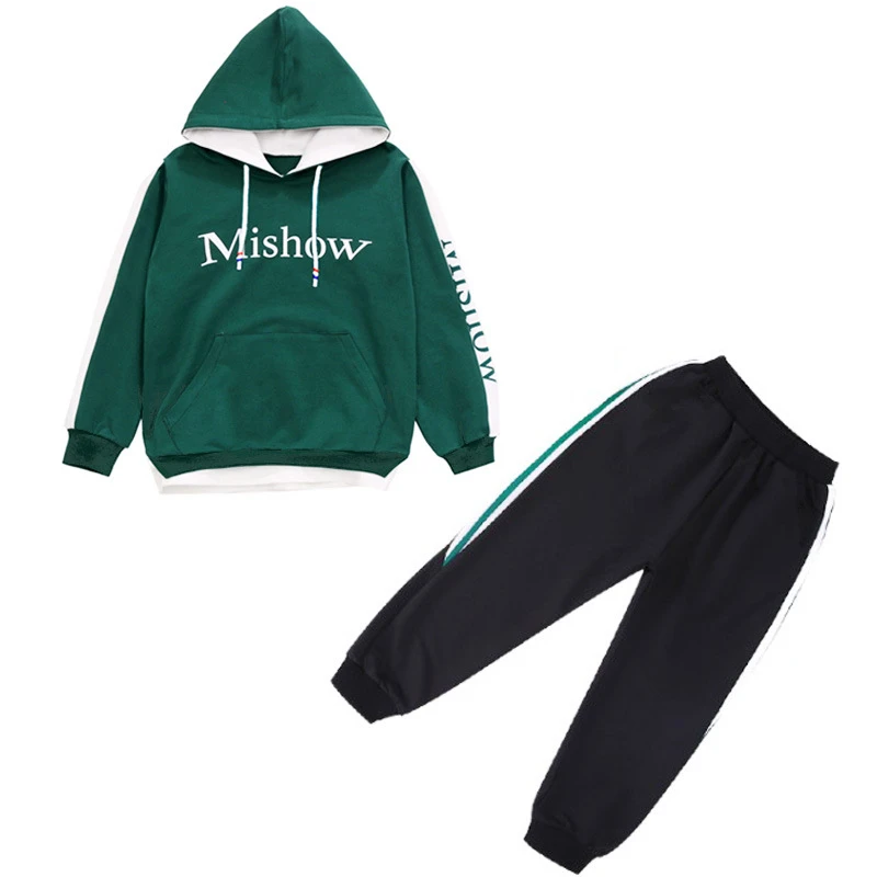 Fashion Letter Kids Sports Suit For Boys Clothes Set Spring Autumn Teen Outfits Long Sleeve Hooded Tops Pant 2pcs Child Clothing |