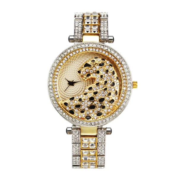 leopard gold MISSFOX элегантные роскошные часы для женщин модные серебряные часы Леопард большой циферблат женские часы Reloj Mujer Montre Femme - Цвет: leopard gold