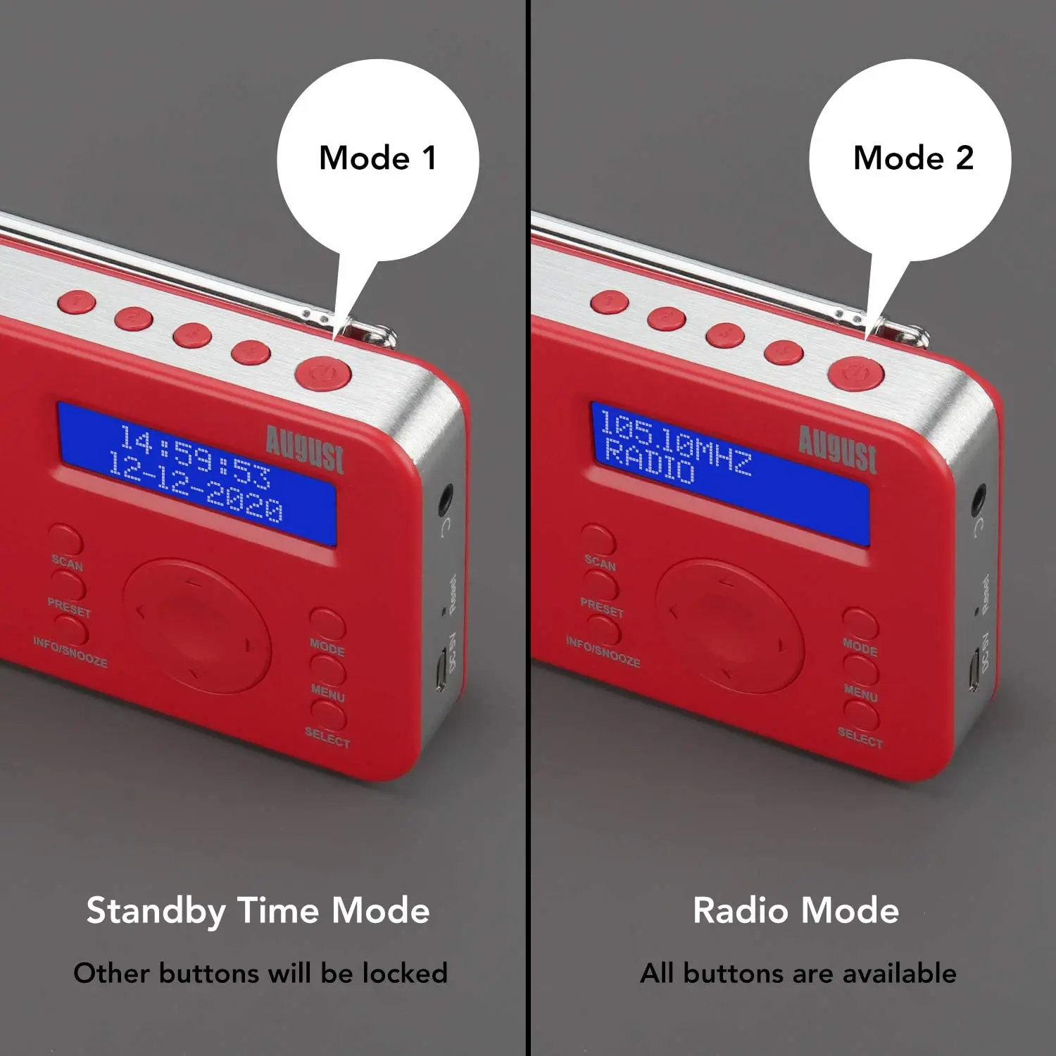 Портативное цифровое радио August MB225 DAB/DAB +/FM RDS функция двойная сигнализация
