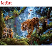 fatcat 5d diy diamond painting forest wild tiger diamond embroidery animal full square round drill mosaic stickers decor ae539