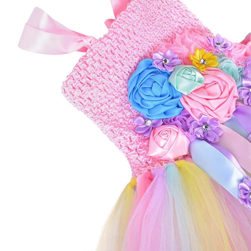 Unicorn Tutu Dress with Headband Cute Girls Flowers Knee Length Birthday Party Dresses Children Kids Halloween Carnival Costume | Детская