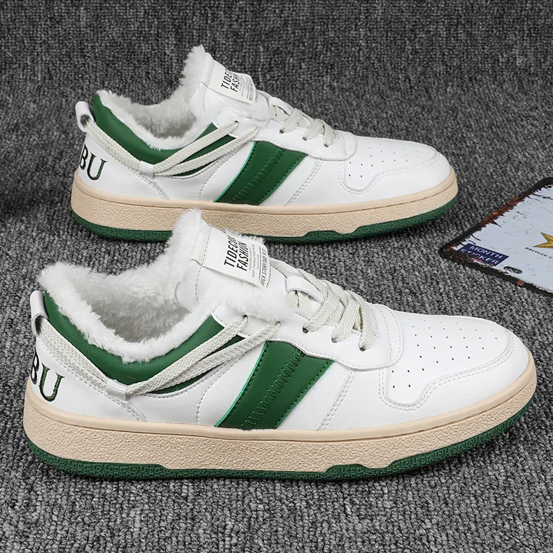 

Мужские кроссовки для скейтборда зимние плюшевые теплые модные кроссовки уличная спортивная сохраняющая тепло повседневная обувь трендов...