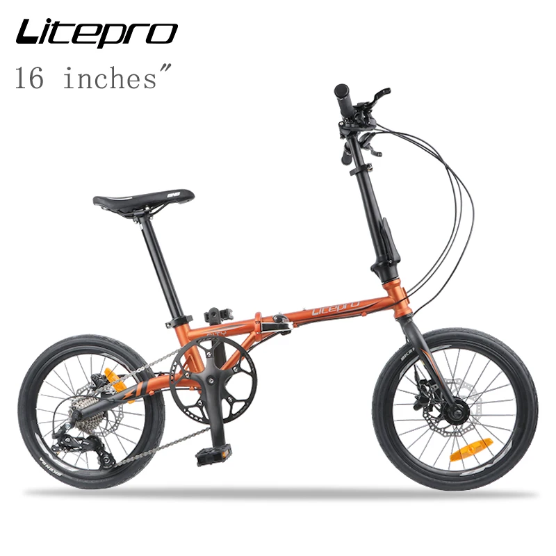 Litepro складной велосипед хромомолибденовый стальной дисковый тормоз 9-скоростной