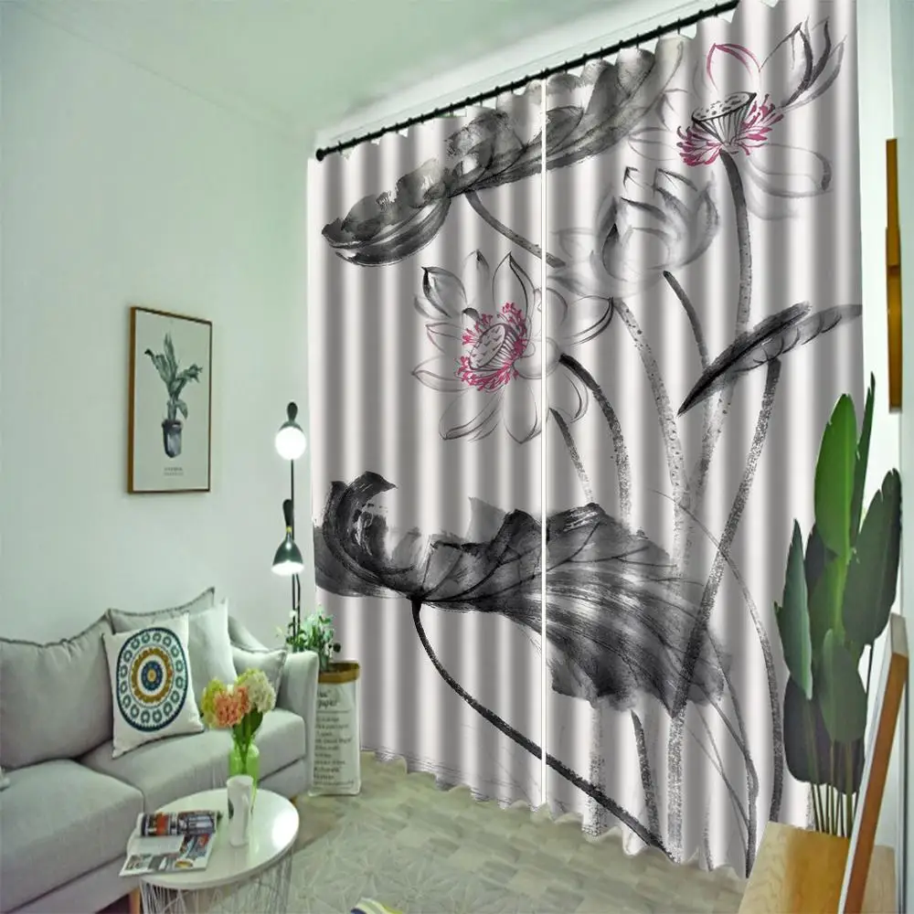 

grey louts curtains Customized size Luxury Blackout 3D Window Curtains For Living Room Blackout curtain