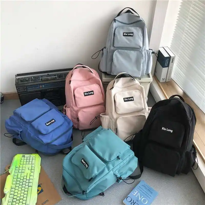 

2021 new dwaterproof nylon water knapsack simple youth school bag ability travel Korean bagpack school bag