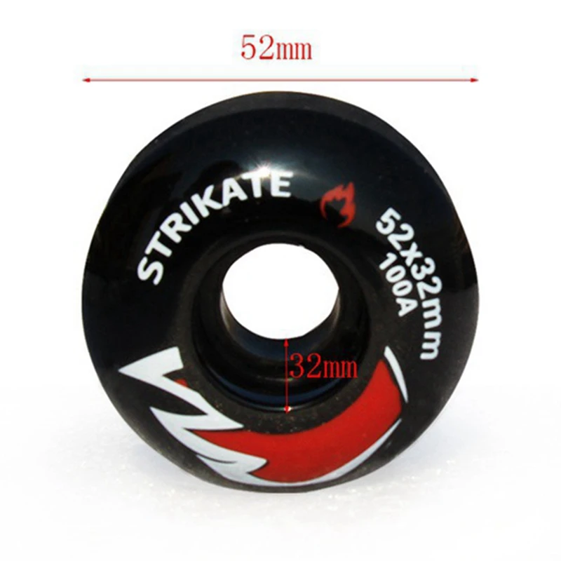 Колеса для скейтборда STRIKATE из ПУ кожи 4 шт. запчасти 8 черных подшипников высокой