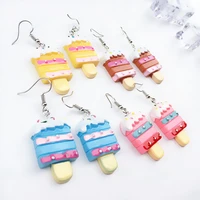 cute mini ice cream earrings for women 2021 kawaii simulation ice lolly popsicle drop earring resin dangle jewelry girl kid gift