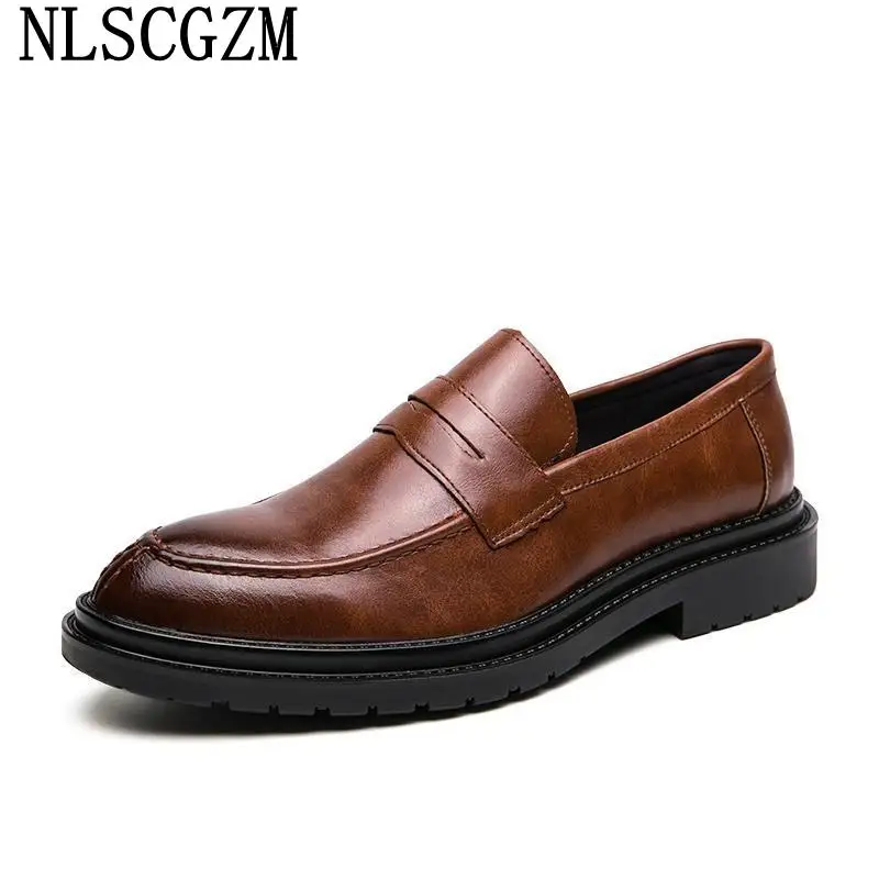 

Penny Loafers Wedding Shoes for Men 2023 Platform Men Dress Shoes Italian Business Shoes Men Sapato Social Masculino Chaussure