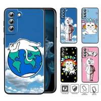 luxury fashion cat soft shockproof black phone case for samsung galaxy s22 s21 ultra s20 fe lite s10 s9 s8 plus 5g