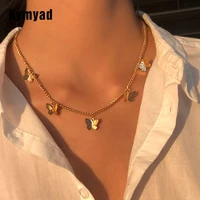 kymyad vintage multilayer pendant butterfly necklace for women crystal bowknot charming choker necklaces boho fashion jewelry