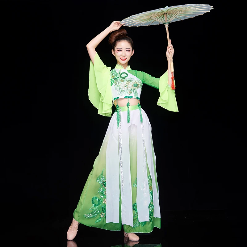 Традиционный китайский народный танцевальный костюм для женщин зонтик веер