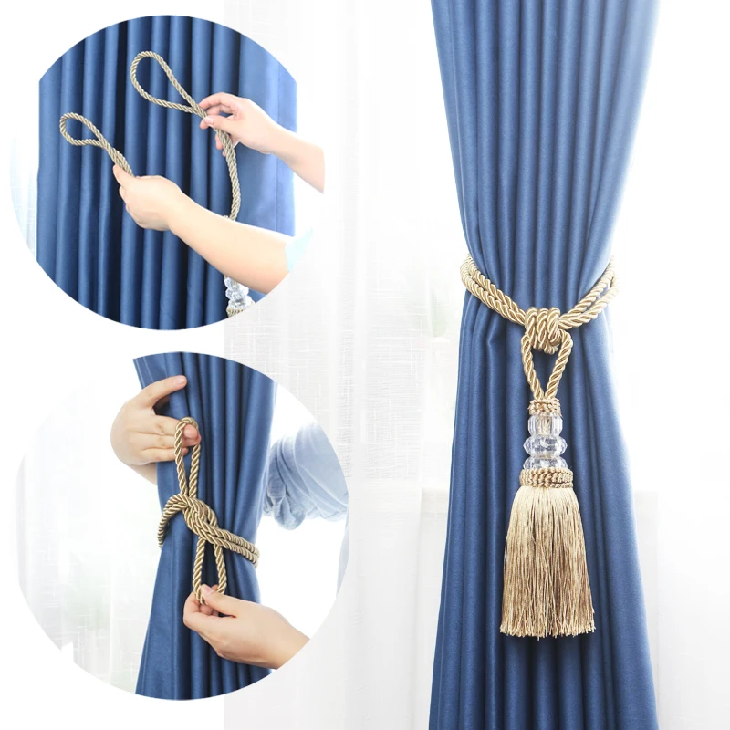 

BEL AVENIR 1Pc Curtain Tieback Home Decor Gold Tassels Tieback Handmade Hanging Ball Holdback Curtain Accessories Buckle Rope