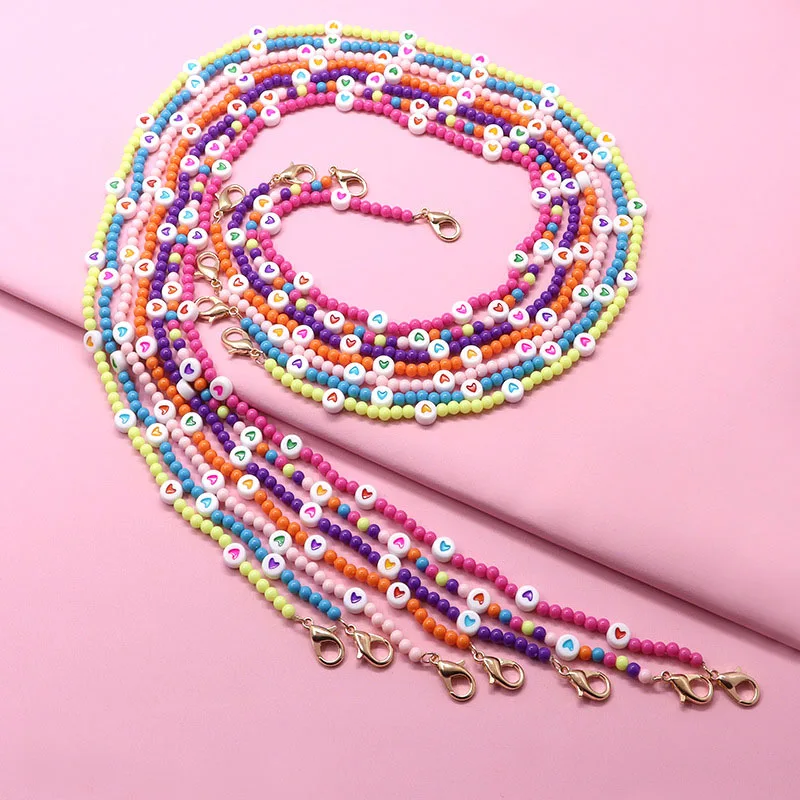

Cute Hang Mask Chains Holder for Girls Boys Beaded Colorful Necklace Glasses Cord Lanyard Children Student Neck Rope Strap