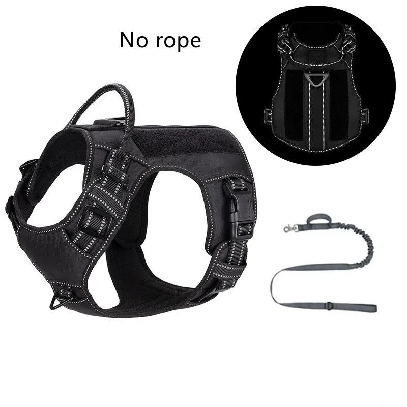 

Pet army dog tactical chest harness Adjustable anti-blast reflective chest and back traction dog rope Comfortable and breathable