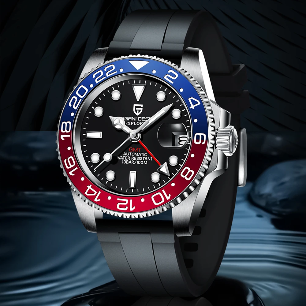 

PAGANI DESIGN Brand Men's Casual Mechanical Watch GMT 100M Waterproof Sapphire Glass Fashion Business Watches montre homme clock