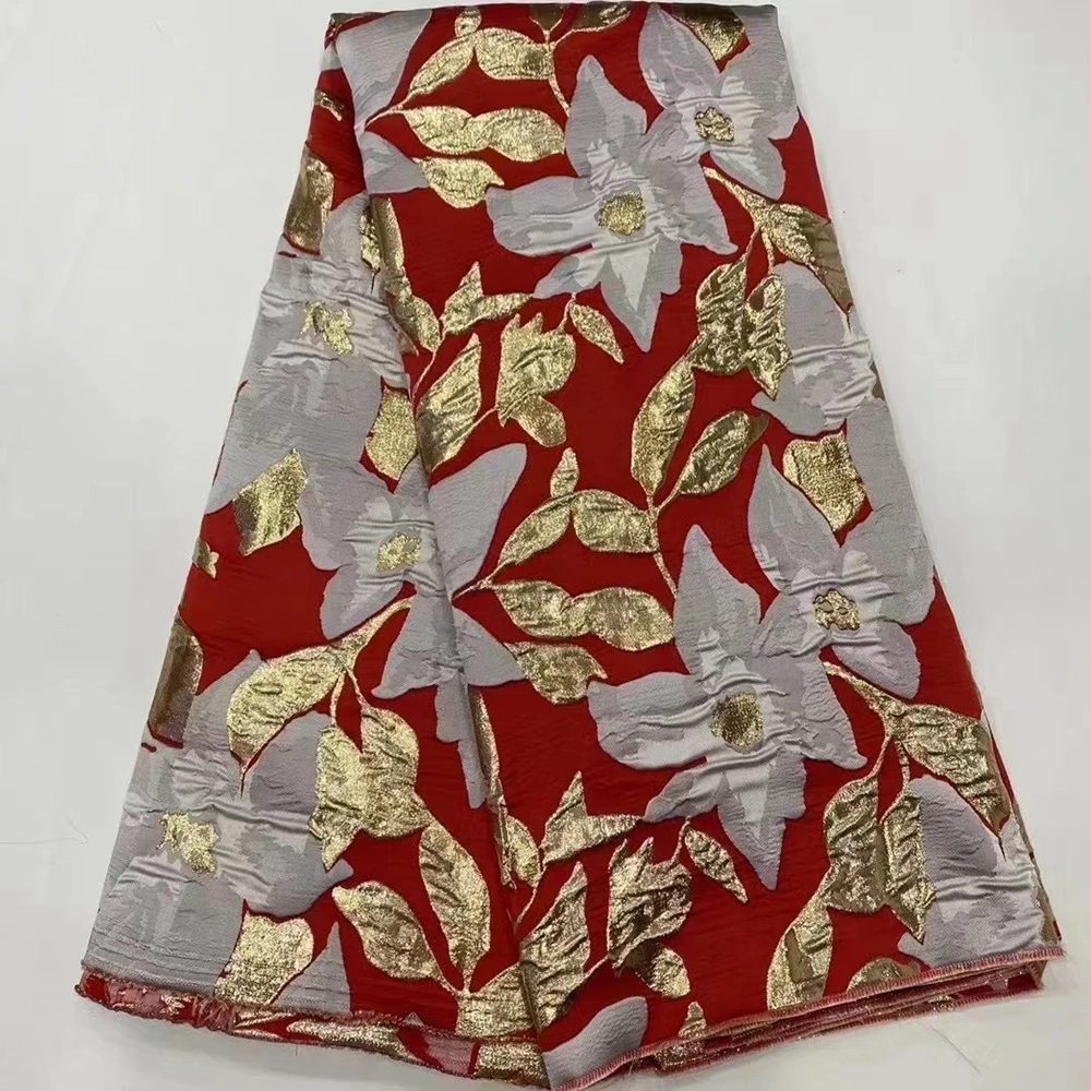 

Новейшая Африканская Хлопковая кружевная ткань, швейцарская 5 ярдов красного цвета, нигерийская мягкая Высококачественная вышивка для шит...