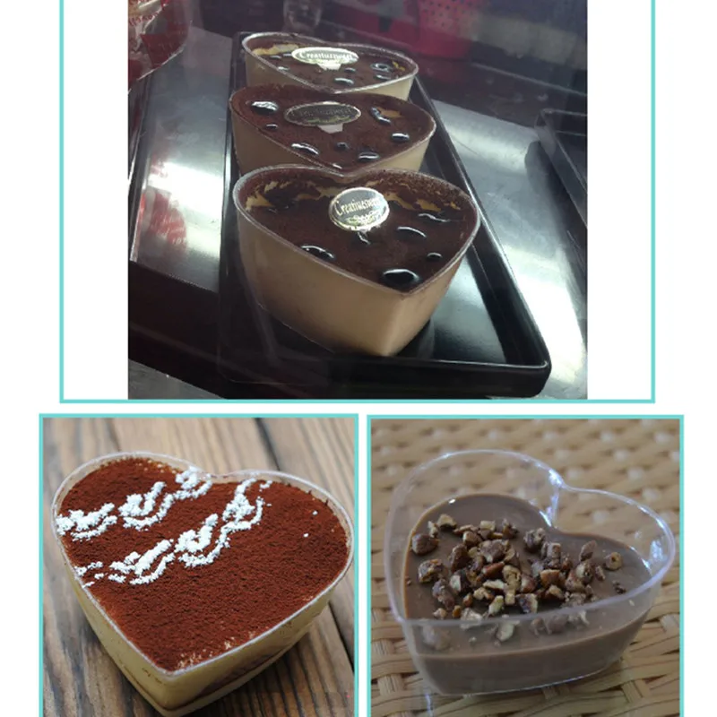 Прозрачный контейнер в форме сердца для желе йогурта муссов десертов