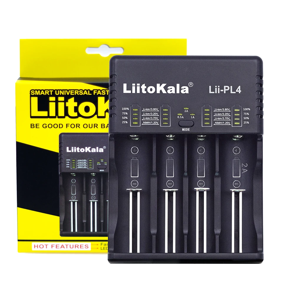 Фото LiitoKala зарядное устройство для аккумуляторов 18650 21700 26650 18350 AA AAA быстрая зарядка Li ion