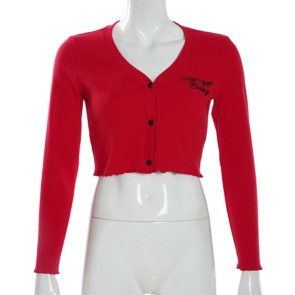 Женский трикотажный кардиган на пуговицах спереди с длинным рукавом |