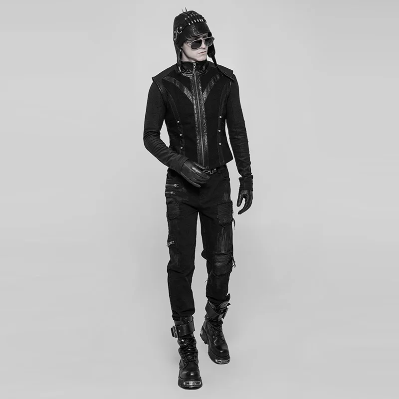 Кепка пилота в стиле панк-рейва с заклепками мужская из искусственной кожи