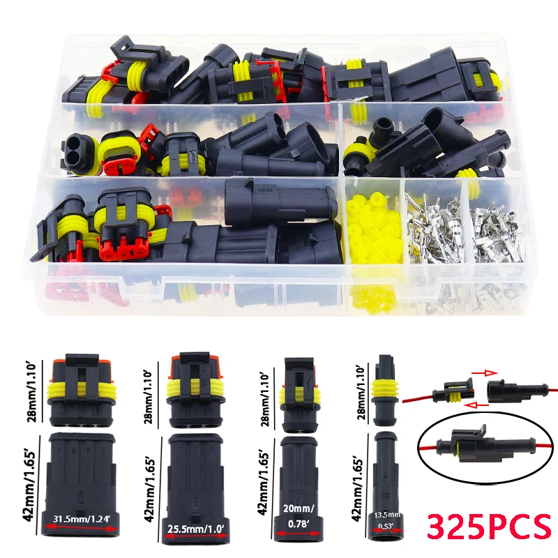 

352pcs HID Waterproof Connectors 1/2/3/4 Pin 26 Sets Car Electrical Wire Connector Plug Truck Harness 300V 12A Fast Delivery