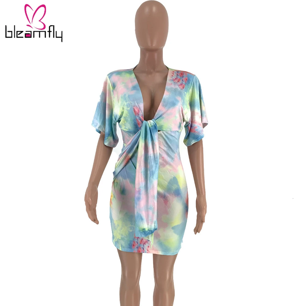 Новинка 2019 женское летнее платье с принтом Tie Dye Galaxy облегающее мини средней длины