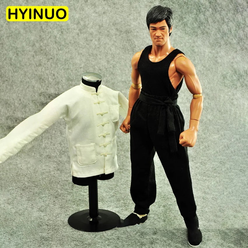 Kongfu Брюс Ли белый костюм с длинным рукавом модель для 12 &quotтела 1/6|Игровые фигурки