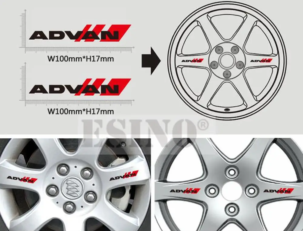 

400 x New Classical Universal Car Wheel Rim Decorative Stickers Car Accessories Decals for Yokohama Advan GT TC RZ RS RG