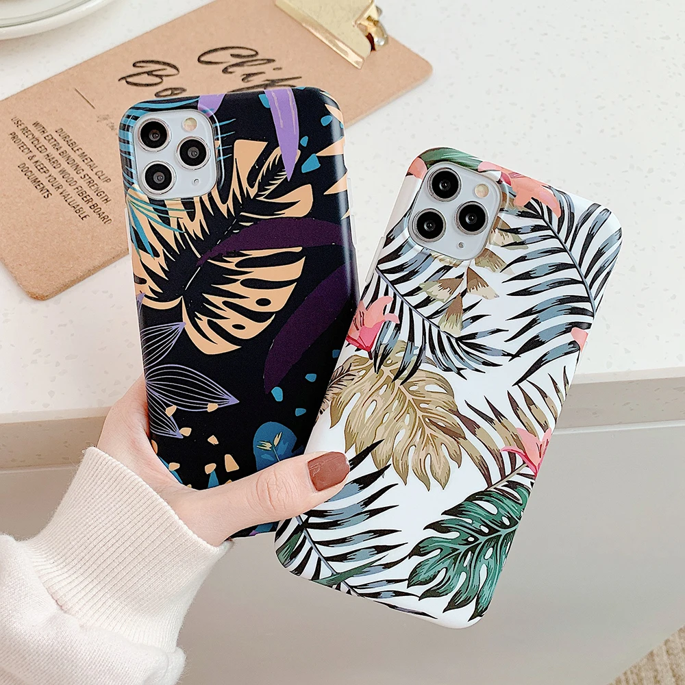LOVECOM Vintage Banana Leaf Phone Case For iPhone 11 Pro Max XR XS 7 8 6 6S Plus X Korean Style Matte Soft IMD Back Cover | Мобильные