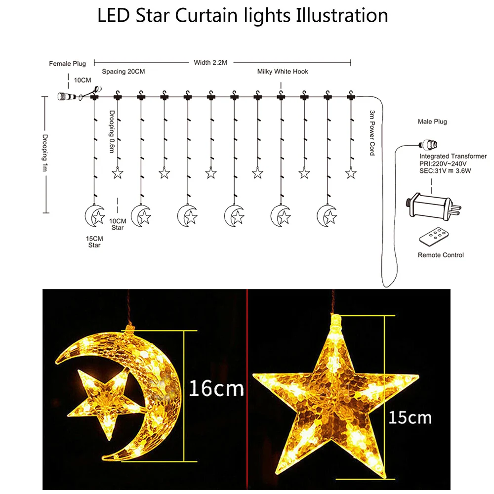 Гирлянда-занавес с пультом дистанционного управления 31 В | Лампы и освещение