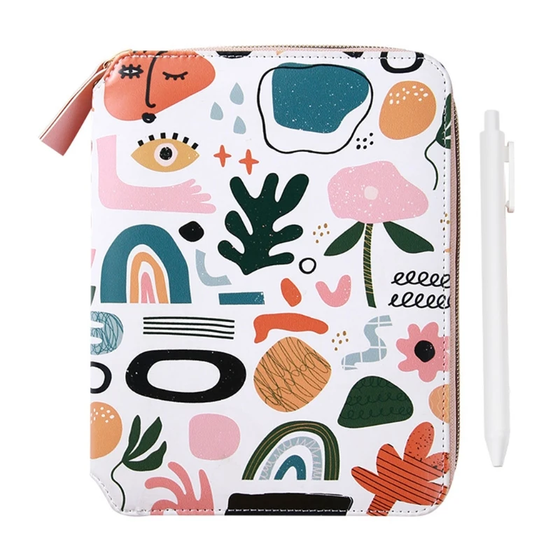 

Cartoon Flower B6 Zipper Notebook Notepad with Pen Set Leather Planner Agenda Dropshipping